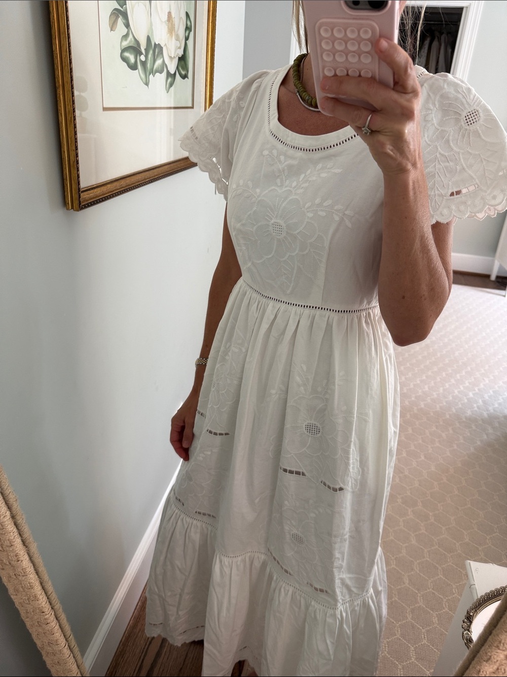HUNTER BELL White Eyelet Maxi Dress with Flutter Sleeves - Picture 2 of 2